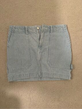 Mango Blue and White Striped Mini Skirt